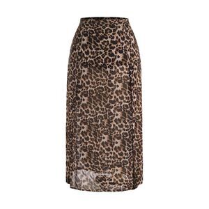 8127 Plus Size Skirts High Waist Split Side Sheer Mesh A Line Long Skirt